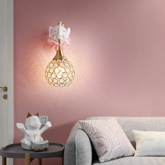 Vivolux | Hollowed out Ball Bedside Wall Mount Light Crystal 1 Kopf Künstliche Wandleuchte mit Tierdekor