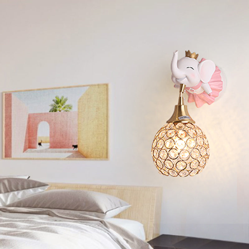 Vivolux | Hollowed out Ball Bedside Wall Mount Light Crystal 1 Kopf Künstliche Wandleuchte mit Tierdekor