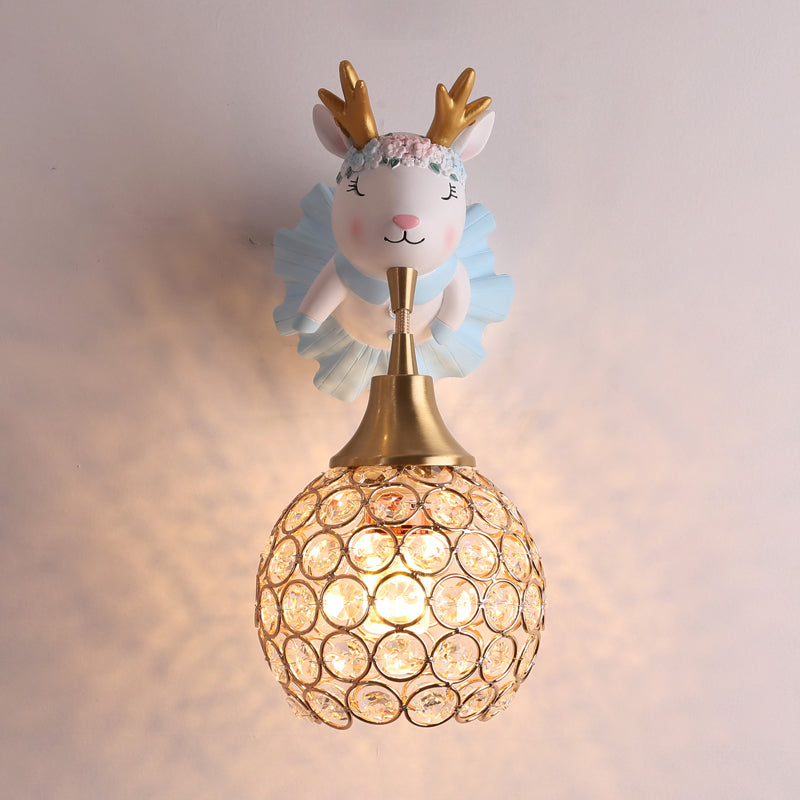 Vivolux | Hollowed out Ball Bedside Wall Mount Light Crystal 1 Kopf Künstliche Wandleuchte mit Tierdekor