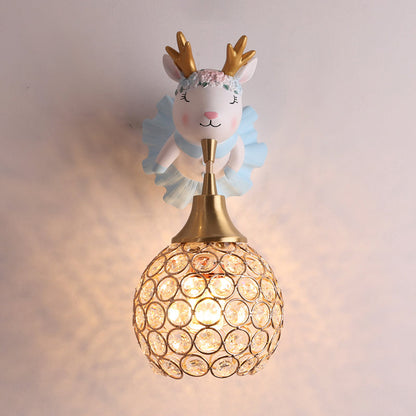 Vivolux | Hollowed out Ball Bedside Wall Mount Light Crystal 1 Kopf Künstliche Wandleuchte mit Tierdekor