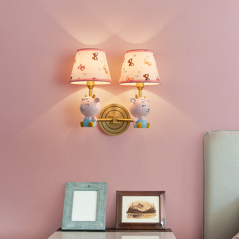Vivolux | Empire Shade Fabric Wandlamp Moderne Roze Wandlamp Fixture met Hars Schaap voor Kinderkamer