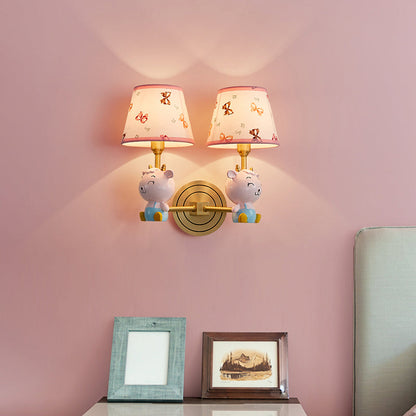 Vivolux | Empire Shade Fabric Wandlamp Moderne Roze Wandlamp Fixture met Hars Schaap voor Kinderkamer