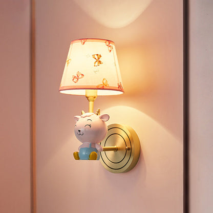 Vivolux | Empire Shade Fabric Wandlamp Moderne Roze Wandlamp Fixture met Hars Schaap voor Kinderkamer