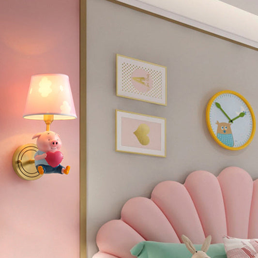 Vivolux | Tapered Shade Wandverlichting Simplicity Roze Wandlamp met Decoratieve Varken