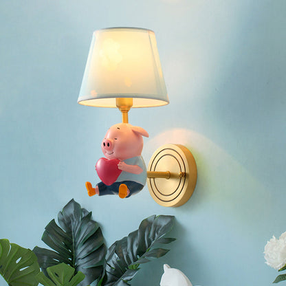 Vivolux | Tapered Shade Wandverlichting Simplicity Roze Wandlamp met Decoratieve Varken