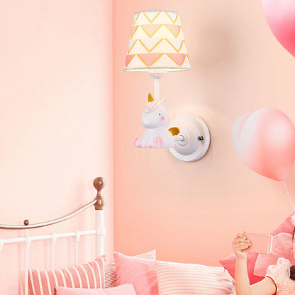 Vivolux | Animal Kids Bedside Wandmontage Licht Harz Enkele Cartoon Wandlamp Armatuur met Empire Schaduw in Roze