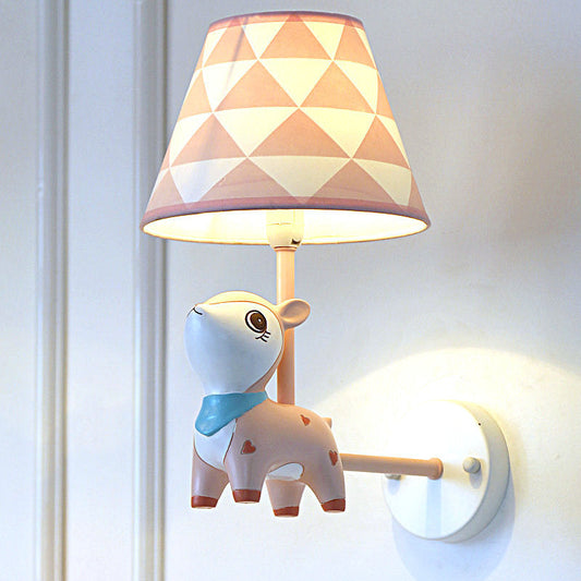 Vivolux | Kids Style Empire Shade Wandlamp Fabriek Enkel-Lamp Nursery Wand Gemonteerde Lamp met Hertje Decor in Roze