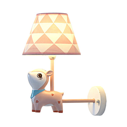 Vivolux | Kids Style Empire Shade Wandlamp Fabriek Enkel-Lamp Nursery Wand Gemonteerde Lamp met Hertje Decor in Roze