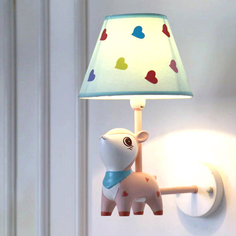 Vivolux | Kids Style Empire Shade Wandlamp Fabriek Enkel-Lamp Nursery Wand Gemonteerde Lamp met Hertje Decor in Roze