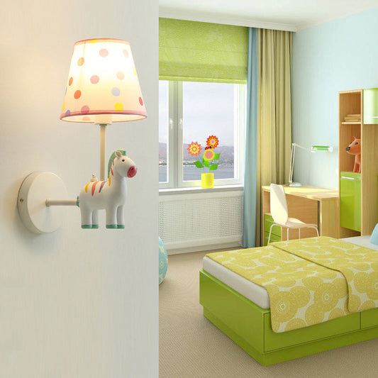 Vivolux | Resin Zebra Wandlamp Kinderstijl Enkele Wandlicht Fitting met Empire Shade voor Kinderkamer