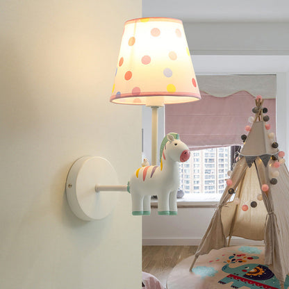Vivolux | Resin Zebra Wandlamp Kinderstijl Enkele Wandlicht Fitting met Empire Shade voor Kinderkamer