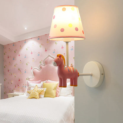 Vivolux | Resin Zebra Wandlamp Kinderstijl Enkele Wandlicht Fitting met Empire Shade voor Kinderkamer