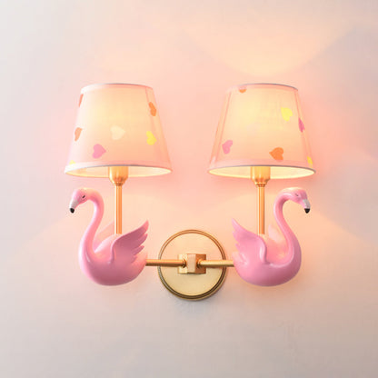 Vivolux | Empire Shade Nachttisch Wandlampe Gemusterter Stoff Kinder Wandlicht Ständer mit Harzschwan