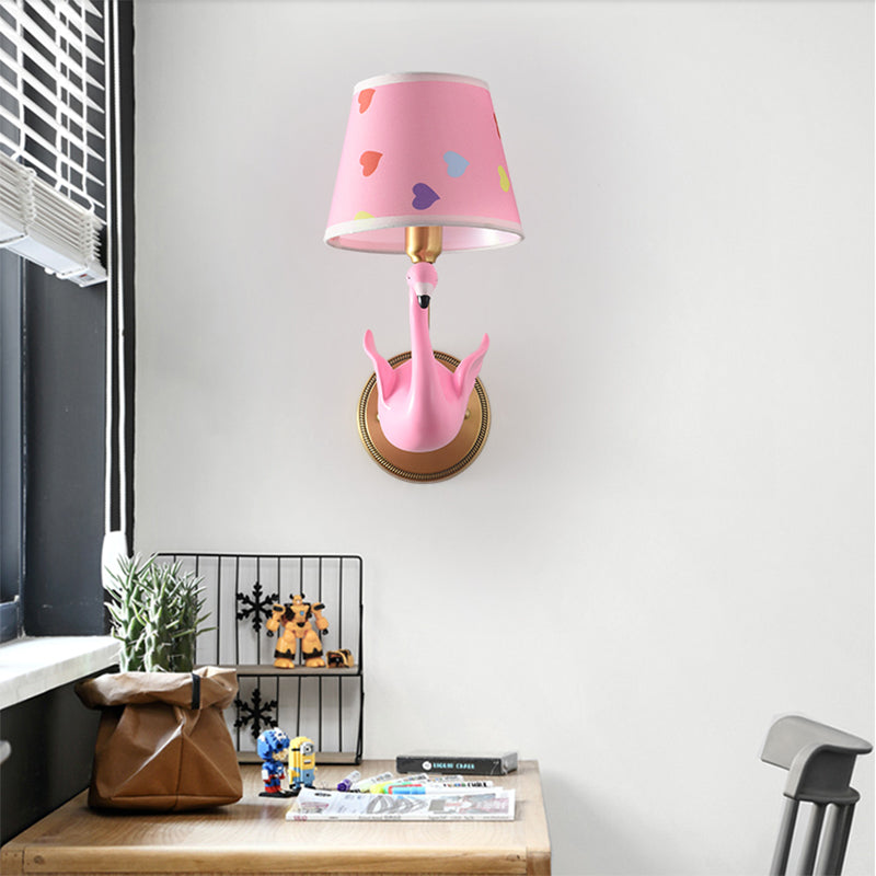 Vivolux | Empire Shade Nachttisch Wandlampe Gemusterter Stoff Kinder Wandlicht Ständer mit Harzschwan