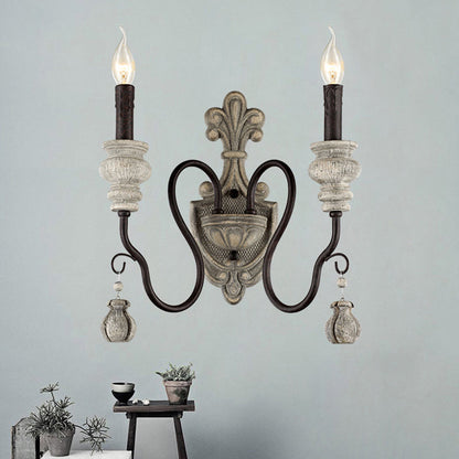 Vivolux | Resin Kandelaar Wandlamp Retro Stijl Woonkamer Wandlamp Fixture met Gebogen Arm in Zwart-Goud
