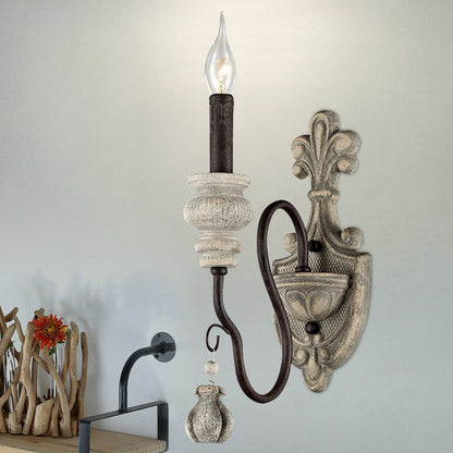 Vivolux | Resin Kandelaar Wandlamp Retro Stijl Woonkamer Wandlamp Fixture met Gebogen Arm in Zwart-Goud