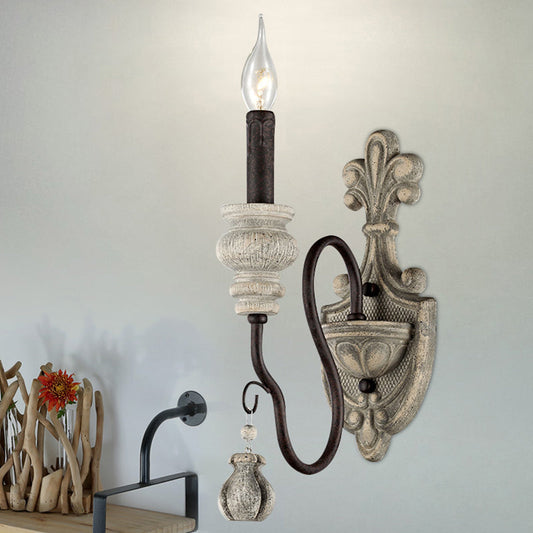 Vivolux | Resin Kandelaar Wandlamp Retro Stijl Woonkamer Wandlamp Fixture met Gebogen Arm in Zwart-Goud