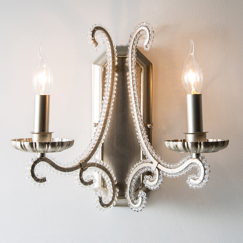 Vivolux | Vintage Kandelaar Wandmontage Licht Metalen Wandlamp Fixture met Kristallen Beadarm