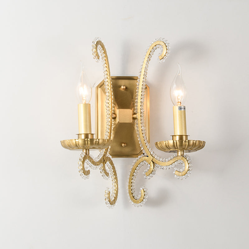 Vivolux | Vintage Kandelaar Wandmontage Licht Metalen Wandlamp Fixture met Kristallen Beadarm