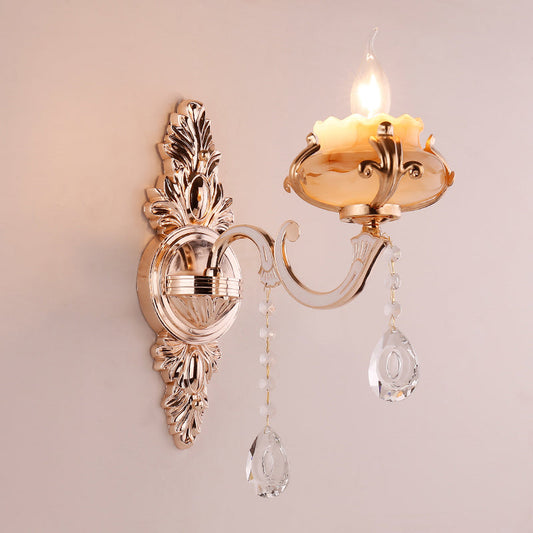 Vivolux | Retro Bud Wandlamp Rimpelglas Wandverlichting met Kristal Draperen in Verouderd Zink