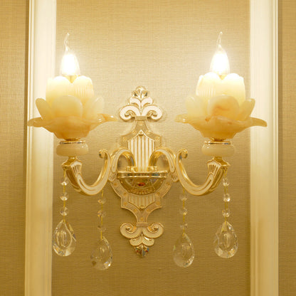 Vivolux | Ruffle Jade Wandleuchte Retro-Stil Wohnzimmer Wandlicht mit Kristallakzent in Gold