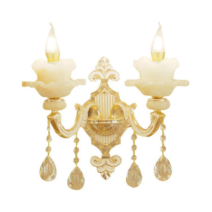 Vivolux | Ruffle Jade Wandleuchte Retro-Stil Wohnzimmer Wandlicht mit Kristallakzent in Gold