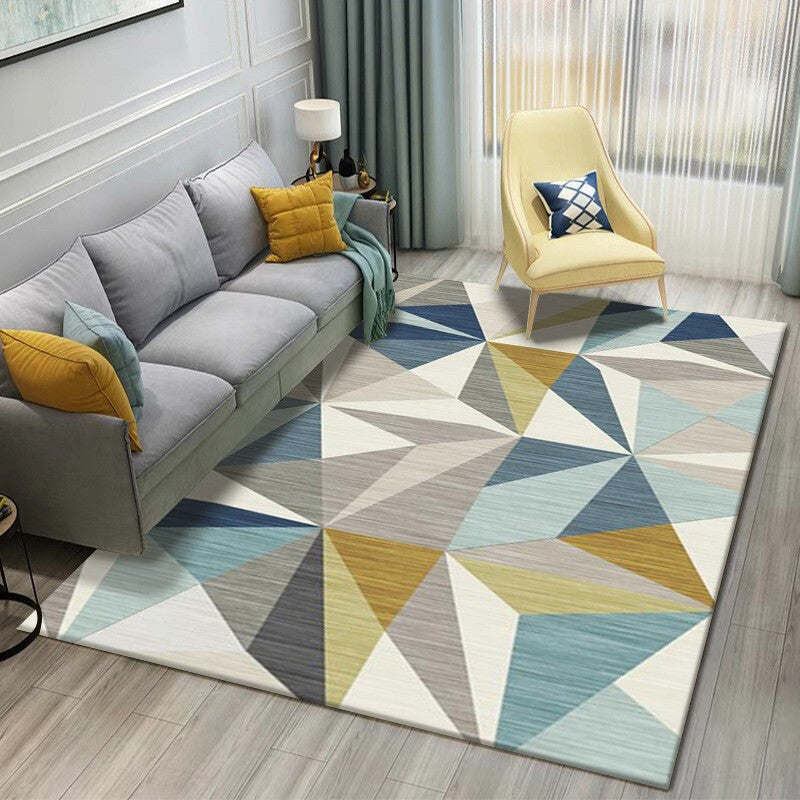 Vivolux | Multicolored Nordic Indoor Rug Synthetic Color Block Abstract Geometric Rug Non-Slip Washable Pet-Friendly Rug for Home