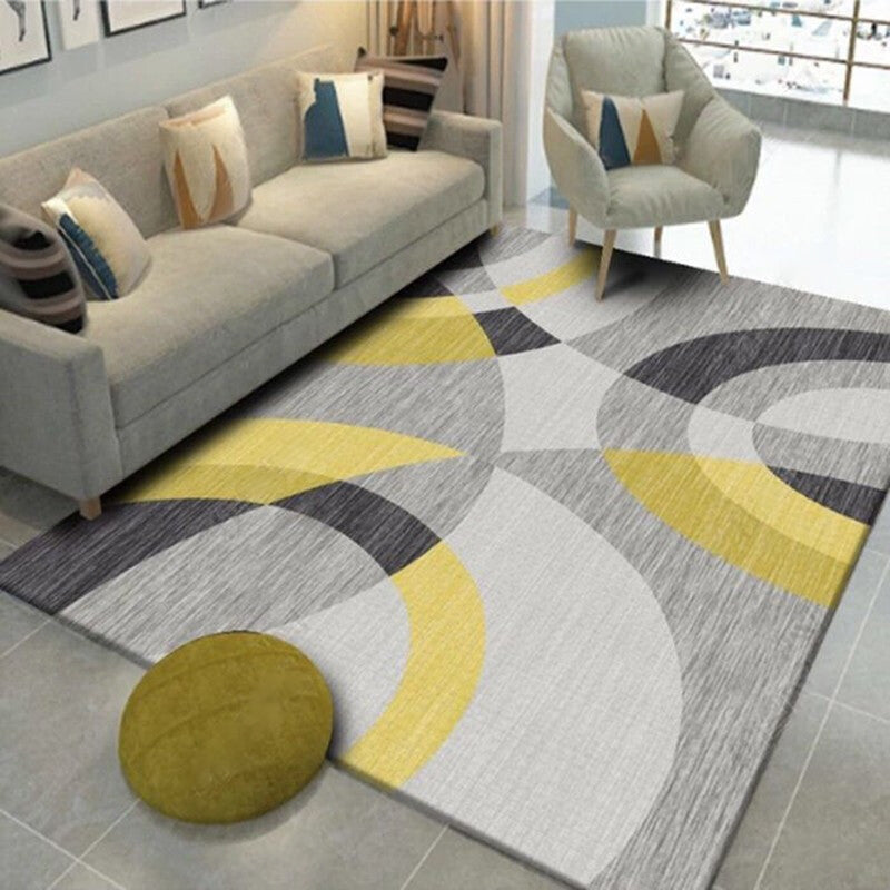 Vivolux | Multicolored Nordic Indoor Rug Synthetic Color Block Abstract Geometric Rug Non-Slip Washable Pet-Friendly Rug for Home