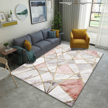 Vivolux | Multicolored Nordic Indoor Rug Synthetic Color Block Abstract Geometric Rug Non-Slip Washable Pet-Friendly Rug for Home