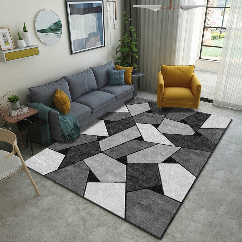 Vivolux | Multicolored Nordic Indoor Rug Synthetic Color Block Abstract Geometric Rug Non-Slip Washable Pet-Friendly Rug for Home