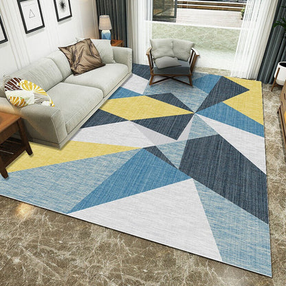 Vivolux | Multicolored Nordic Indoor Rug Synthetic Color Block Abstract Geometric Rug Non-Slip Washable Pet-Friendly Rug for Home