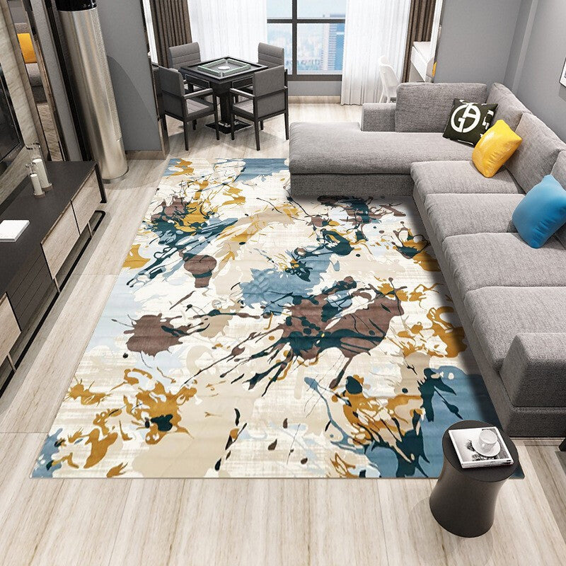 Vivolux | Multicolored Nordic Indoor Rug Synthetic Color Block Abstract Geometric Rug Non-Slip Washable Pet-Friendly Rug for Home