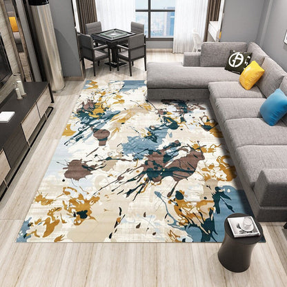 Vivolux | Multicolored Nordic Indoor Rug Synthetic Color Block Abstract Geometric Rug Non-Slip Washable Pet-Friendly Rug for Home
