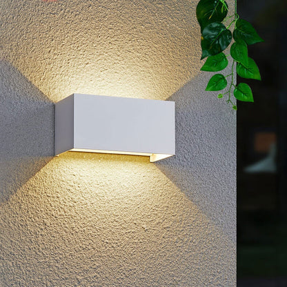 Vivolux | Moderne wasserdichte rechteckige LED-Wandleuchte für den Außenbereich mit Auf- und Ab-Beleuchtung