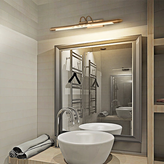 Vivolux | 20.5"/25.5"/28" W LED lineaire vanity wandlamp klassieke brons/ messing metalen muur gemonteerde lamp in wit/warm licht