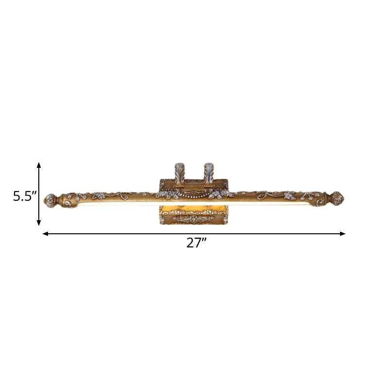 Vivolux | LED Harz Vanity Beleuchtung Klassische Messing Lineare Schlafzimmer Wandleuchte Licht Fixture in Weiß/Warm Licht, 21"/27" W