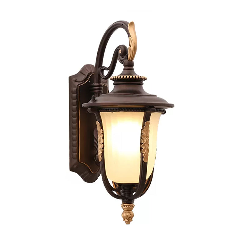 Vivolux | Vintage Glocken Wandleuchte Einzelne Mattierte Ribben Glas Wandmontierte Lampe in Kaffee für Außen