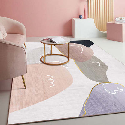 Vivolux | Multifarbiger Schlafzimmerteppich Nordic Geometrisch Gedruckter Teppich Baumwollmischung Rutschfeste Rückseite Einfache Pflege Bereichsteppich