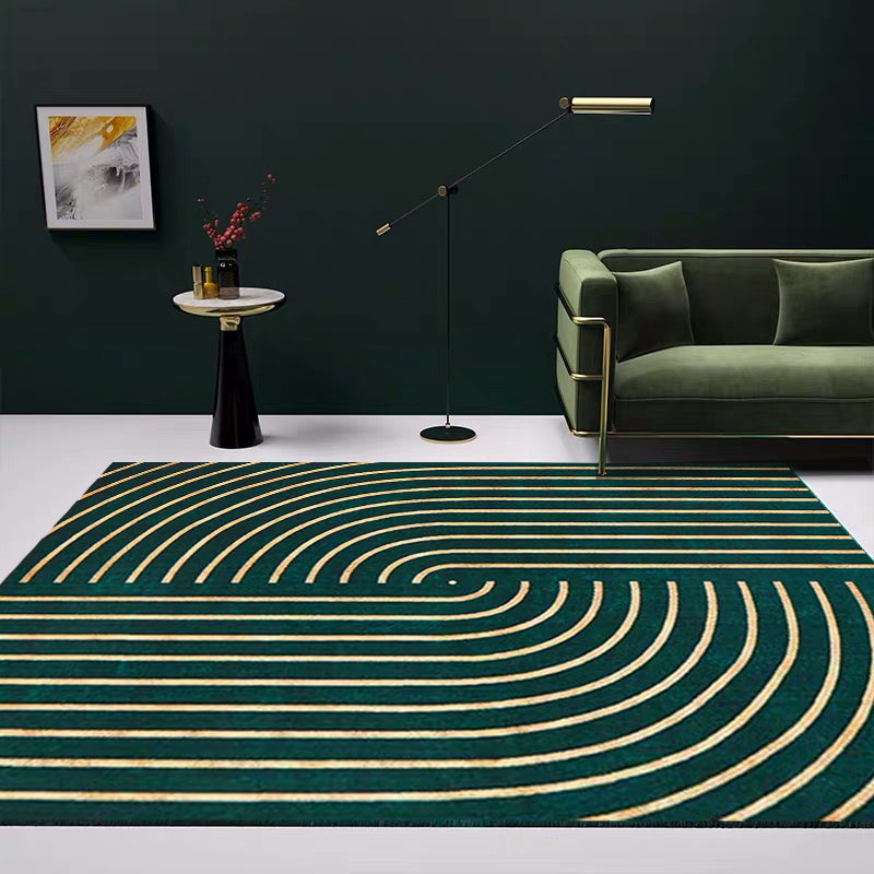 Vivolux | Zwartgroene Woonkamer Tapijt Trendy Geo Patroon Vloerkleed Katoenmix Dierenvriendelijk Tapijt