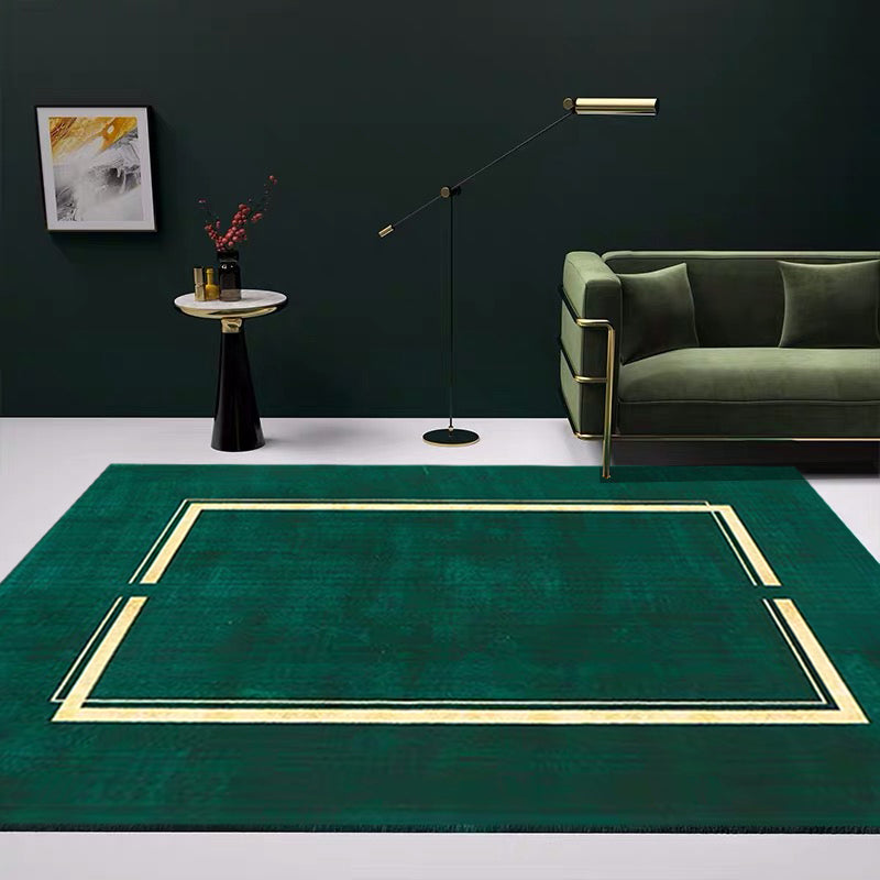 Vivolux | Zwartgroene Woonkamer Tapijt Trendy Geo Patroon Vloerkleed Katoenmix Dierenvriendelijk Tapijt