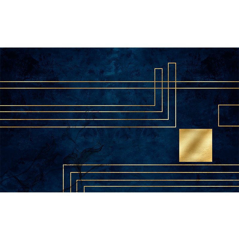 Vivolux | Blauwe Abstracte Gedrukte Tapijt Katoenmix Creatief Vloerkleed Wasbaar Antislip Achtergrond Area Tapijt voor Woonkamer