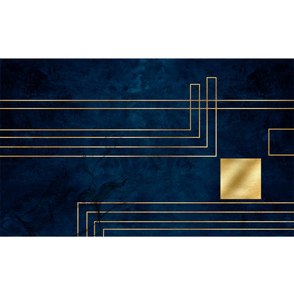 Vivolux | Blauwe Abstracte Gedrukte Tapijt Katoenmix Creatief Vloerkleed Wasbaar Antislip Achtergrond Area Tapijt voor Woonkamer