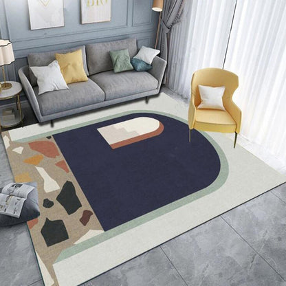 Vivolux | Einfache geometrische Musterteppich mehrfarbig nordischer Teppich Polypropylen rutschfeste Unterlage waschbarer Teppich für Dekoration