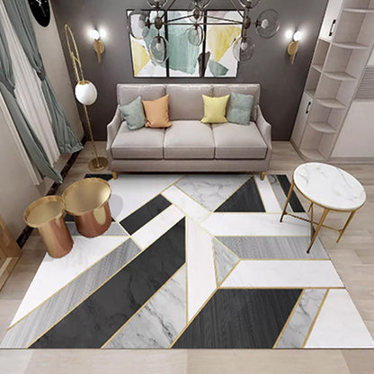 Vivolux | Einfache geometrische Musterteppich mehrfarbig nordischer Teppich Polypropylen rutschfeste Unterlage waschbarer Teppich für Dekoration