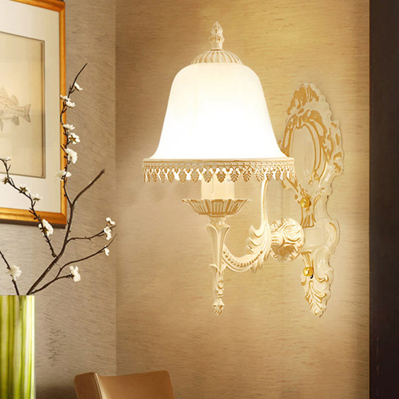 Vivolux | Einfaden-Wandlicht Klassische Blumenlack Frosted Glass Wandbeleuchtung in Weiß