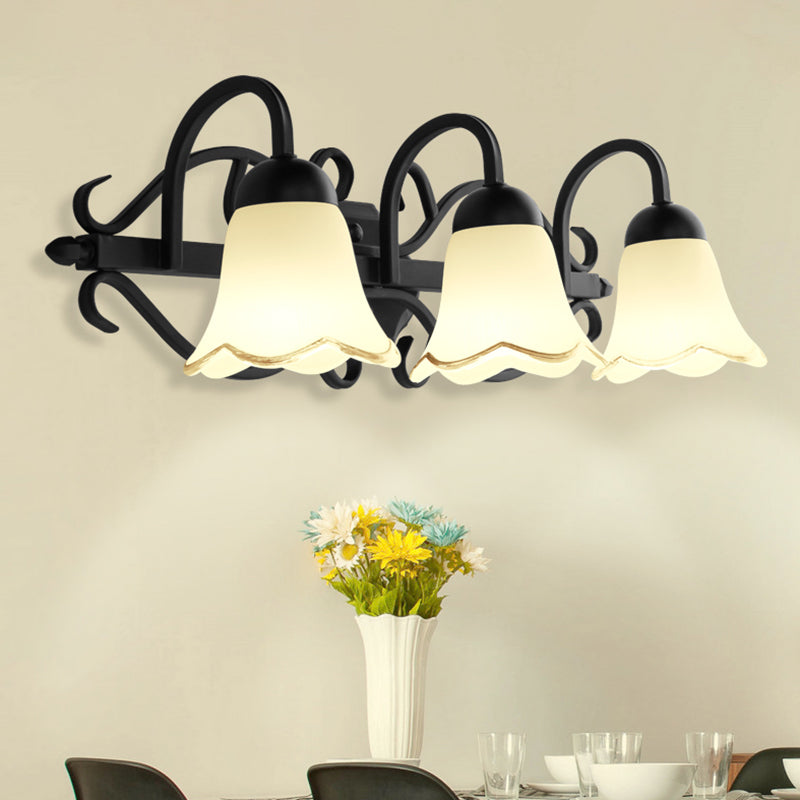 Vivolux | Eenvoud Scalloped Bell Wandlamp Handgeblazen Glas Vanity Light Fixture in Zwart