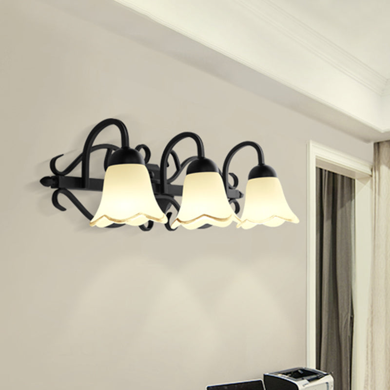 Vivolux | Eenvoud Scalloped Bell Wandlamp Handgeblazen Glas Vanity Light Fixture in Zwart