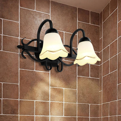 Vivolux | Eenvoud Scalloped Bell Wandlamp Handgeblazen Glas Vanity Light Fixture in Zwart