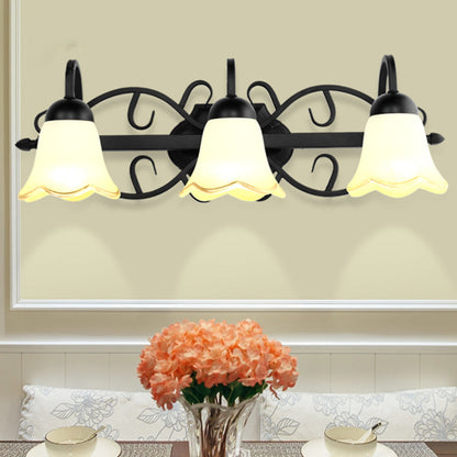 Vivolux | Eenvoud Scalloped Bell Wandlamp Handgeblazen Glas Vanity Light Fixture in Zwart