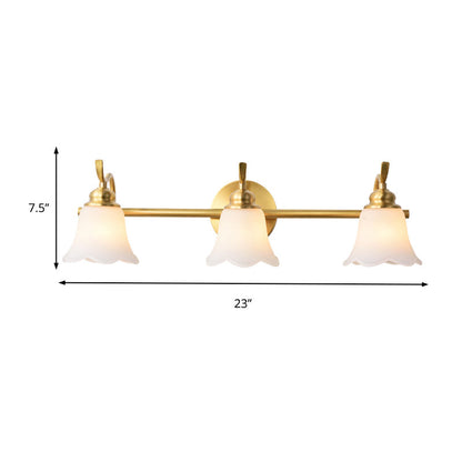 Vivolux | Traditionele Uitlopende Wandlamp 2/3 Lichten Witte Glazen Muur Gemonteerde Vanity Licht in Goud voor Badkamer